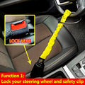 Steering Wheel Lock with Seatbelt Buckle — Anti-Theft Security Bar, 3 Keys, Universal Fit