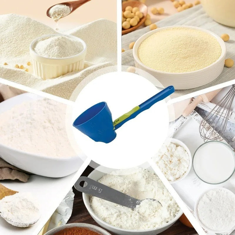 No-Mess Powder Scoop with Sliding Seal — Protein, Coffee & Formula Funnel Scoop